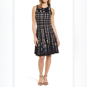 NIC+ZOE Black and White Striped Midi Dress